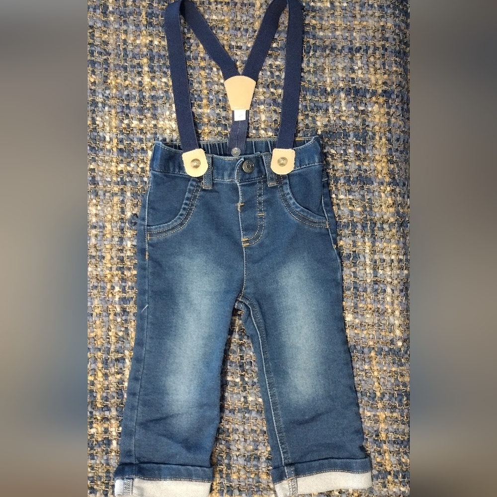 Cat & Jack Suspender Jeans 6-9m